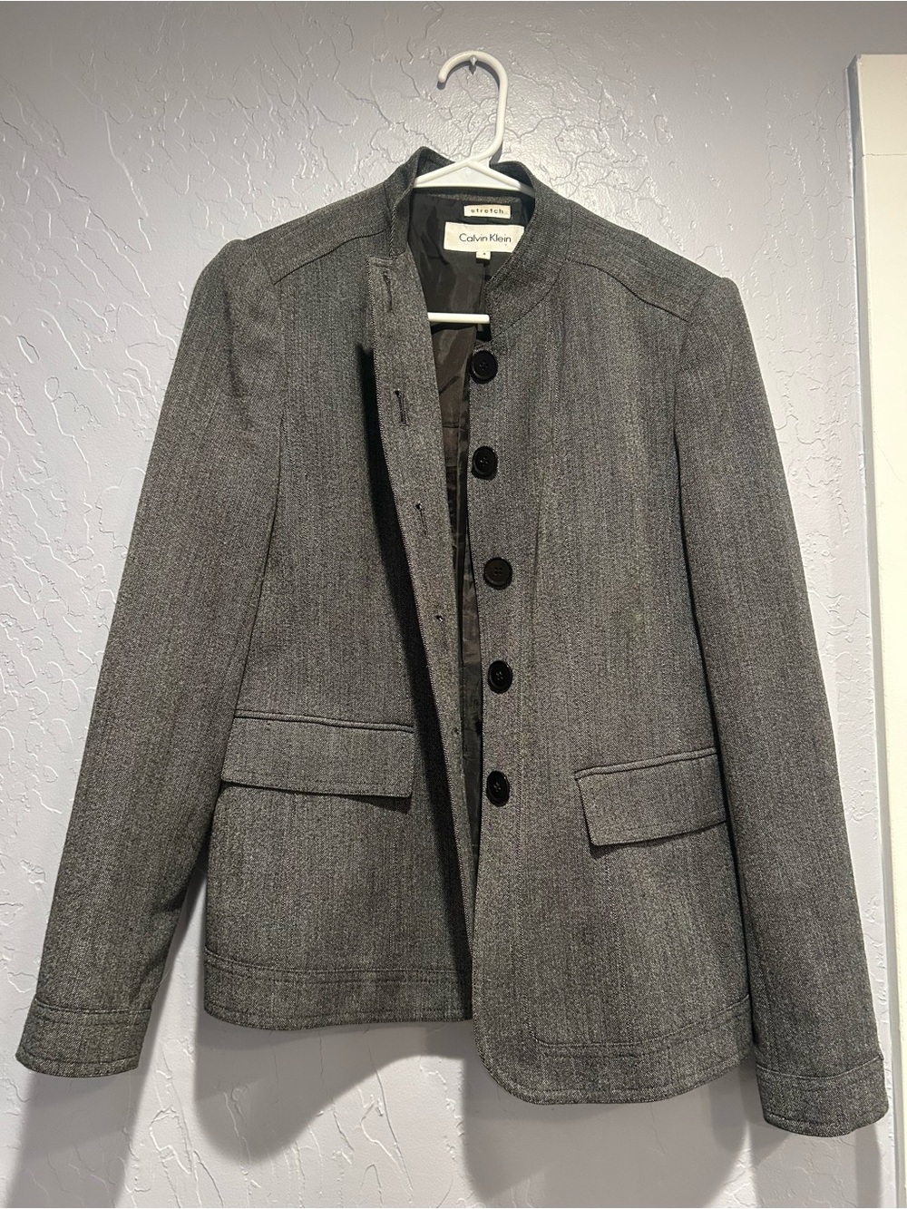 Calvin Klein Men’s Charcoal Gray Wool-Blend Pea Coat